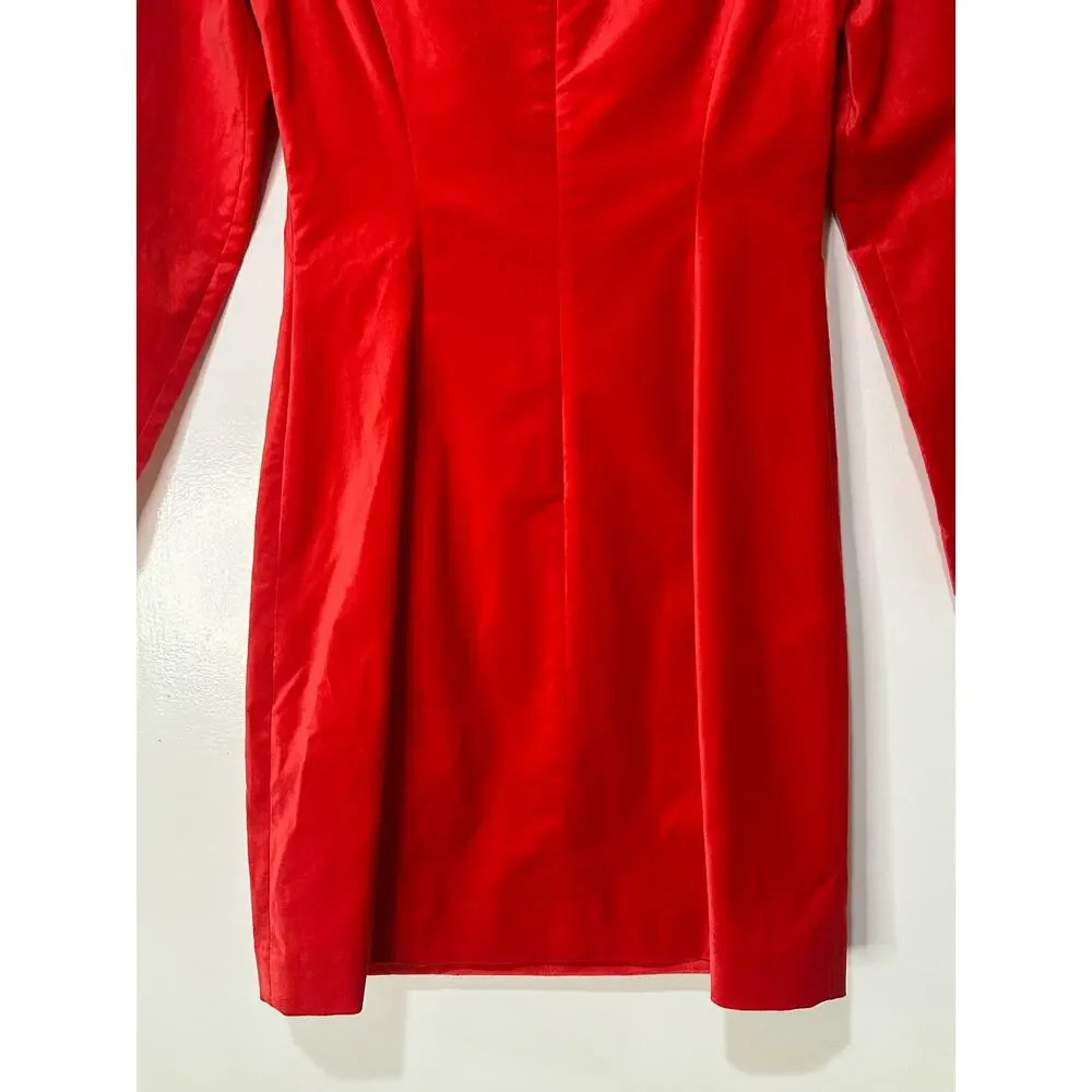 J.Crew Long-Sleeve Shift Dress Red Stretch Luxe Velvet Size 2 NWT Holiday Dress